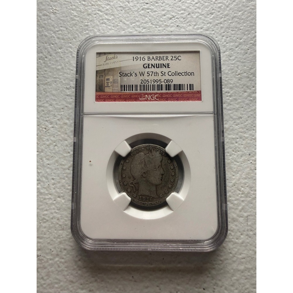 1916 Barber Quarter 25c NGC Genuine Stacks W 57th St Collection Silver US Coin